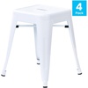 image:imageFlash Furniture Metal Dining Table Height Stool  Backless Red Kai Commercial Grade Stool  18 Inch Stackable Dining Chair  Set of 4White