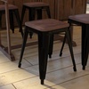 image:imageFlash Furniture Metal Dining Table Height Stool with Wooden Seat Set of 4  Backless Teal Kai Commercial Grade Stool  Kai 18 Stackable Dining ChairsBlack