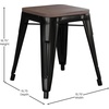 image:imageFlash Furniture Metal Dining Table Height Stool with Wooden Seat Set of 4  Backless Teal Kai Commercial Grade Stool  Kai 18 Stackable Dining ChairsBlack