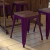 image:imageFlash Furniture Metal Dining Table Height Stool with Wooden Seat Set of 4  Backless Teal Kai Commercial Grade Stool  Kai 18 Stackable Dining ChairsPurple