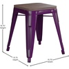 image:imageFlash Furniture Metal Dining Table Height Stool with Wooden Seat Set of 4  Backless Teal Kai Commercial Grade Stool  Kai 18 Stackable Dining ChairsPurple