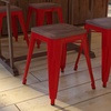 image:imageFlash Furniture Metal Dining Table Height Stool with Wooden Seat Set of 4  Backless Teal Kai Commercial Grade Stool  Kai 18 Stackable Dining ChairsRed