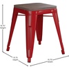image:imageFlash Furniture Metal Dining Table Height Stool with Wooden Seat Set of 4  Backless Teal Kai Commercial Grade Stool  Kai 18 Stackable Dining ChairsRed