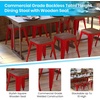 image:imageFlash Furniture Metal Dining Table Height Stool with Wooden Seat Set of 4  Backless Teal Kai Commercial Grade Stool  Kai 18 Stackable Dining ChairsRed