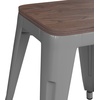 image:imageFlash Furniture Metal Dining Table Height Stool with Wooden Seat Set of 4  Backless Teal Kai Commercial Grade Stool  Kai 18 Stackable Dining ChairsSilver