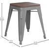 image:imageFlash Furniture Metal Dining Table Height Stool with Wooden Seat Set of 4  Backless Teal Kai Commercial Grade Stool  Kai 18 Stackable Dining ChairsSilver