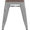 image:imageFlash Furniture Metal Dining Table Height Stool with Wooden Seat Set of 4  Backless Teal Kai Commercial Grade Stool  Kai 18 Stackable Dining ChairsSilver