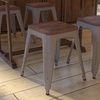 image:imageFlash Furniture Metal Dining Table Height Stool with Wooden Seat Set of 4  Backless Teal Kai Commercial Grade Stool  Kai 18 Stackable Dining ChairsSilver