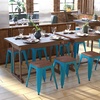 image:imageFlash Furniture Metal Dining Table Height Stool with Wooden Seat Set of 4  Backless Teal Kai Commercial Grade Stool  Kai 18 Stackable Dining ChairsTeal