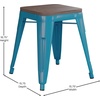image:imageFlash Furniture Metal Dining Table Height Stool with Wooden Seat Set of 4  Backless Teal Kai Commercial Grade Stool  Kai 18 Stackable Dining ChairsTeal