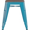 image:imageFlash Furniture Metal Dining Table Height Stool with Wooden Seat Set of 4  Backless Teal Kai Commercial Grade Stool  Kai 18 Stackable Dining ChairsTeal