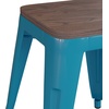 image:imageFlash Furniture Metal Dining Table Height Stool with Wooden Seat Set of 4  Backless Teal Kai Commercial Grade Stool  Kai 18 Stackable Dining ChairsTeal