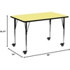 image:imageFlash Furniture Mobile 24W x 48L Rectangular Grey Thermal Laminate Activity Table  Standard Height Adjustable LegsYellow