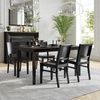 image:imageFlash Furniture Naples Commercial Solid Wood Dining Chair Curved Backrest Sturdy Mortise and Tenon Construction Antique WhiteBlack