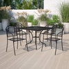 image:imageFlash Furniture Oia 5Piece Commercial Grade Steel Patio Table and Chairs Set Outdoor Dining Set with Square Table and 4 Round Back Chairs BlackBlack