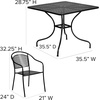 image:imageFlash Furniture Oia 5Piece Commercial Grade Steel Patio Table and Chairs Set Outdoor Dining Set with Square Table and 4 Round Back Chairs BlackBlack