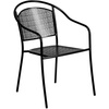 image:imageFlash Furniture Oia 5Piece Commercial Grade Steel Patio Table and Chairs Set Outdoor Dining Set with Square Table and 4 Round Back Chairs BlackBlack