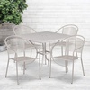 image:imageFlash Furniture Oia 5Piece Commercial Grade Steel Patio Table and Chairs Set Outdoor Dining Set with Square Table and 4 Round Back Chairs BlackLight Gray