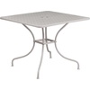 image:imageFlash Furniture Oia 5Piece Commercial Grade Steel Patio Table and Chairs Set Outdoor Dining Set with Square Table and 4 Round Back Chairs BlackLight Gray