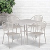 image:imageFlash Furniture Oia 5Piece Commercial Grade Steel Patio Table and Chairs Set Outdoor Dining Set with Square Table and 4 Round Back Chairs BlackLight Gray