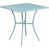 image:imageFlash Furniture Oia 5Piece Commercial Grade Steel Patio Table and Chairs Set Outdoor Dining Set with Square Table and 4 Round Back Chairs BlackSky Blue