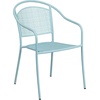image:imageFlash Furniture Oia 5Piece Commercial Grade Steel Patio Table and Chairs Set Outdoor Dining Set with Square Table and 4 Round Back Chairs BlackSky Blue