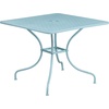 image:imageFlash Furniture Oia 5Piece Commercial Grade Steel Patio Table and Chairs Set Outdoor Dining Set with Square Table and 4 Round Back Chairs BlackSky Blue