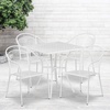 image:imageFlash Furniture Oia 5Piece Commercial Grade Steel Patio Table and Chairs Set Outdoor Dining Set with Square Table and 4 Round Back Chairs BlackWhite