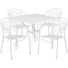 image:imageFlash Furniture Oia 5Piece Commercial Grade Steel Patio Table and Chairs Set Outdoor Dining Set with Square Table and 4 Round Back Chairs BlackWhite