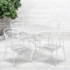 image:imageFlash Furniture Oia 5Piece Commercial Grade Steel Patio Table and Chairs Set Outdoor Dining Set with Square Table and 4 Round Back Chairs BlackWhite