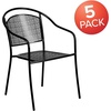 image:imageFlash Furniture Oia Commercial Grade 5 Pack Coral IndoorOutdoor Steel Patio Arm Chair with Round BackBlack