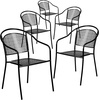 image:imageFlash Furniture Oia Commercial Grade 5 Pack Coral IndoorOutdoor Steel Patio Arm Chair with Round BackBlack