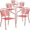 image:imageFlash Furniture Oia Commercial Grade 5 Pack Coral IndoorOutdoor Steel Patio Arm Chair with Round BackCoral