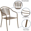 image:imageFlash Furniture Oia Commercial Grade 5 Pack Coral IndoorOutdoor Steel Patio Arm Chair with Round BackGold