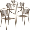 image:imageFlash Furniture Oia Commercial Grade 5 Pack Coral IndoorOutdoor Steel Patio Arm Chair with Round BackGold