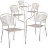 image:imageFlash Furniture Oia Commercial Grade 5 Pack Coral IndoorOutdoor Steel Patio Arm Chair with Round BackLight Gray