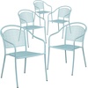 image:imageFlash Furniture Oia Commercial Grade 5 Pack Coral IndoorOutdoor Steel Patio Arm Chair with Round BackSky Blue