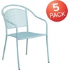 image:imageFlash Furniture Oia Commercial Grade 5 Pack Coral IndoorOutdoor Steel Patio Arm Chair with Round BackSky Blue