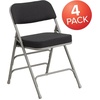 image:imageFlash Furniture Pack of 4 HERCULES Series Premium Curved Triple Braced amp Double Hinged Black PinDot Fabric Metal Folding ChairBlack
