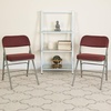 image:imageFlash Furniture Pack of 4 HERCULES Series Premium Curved Triple Braced amp Double Hinged Black PinDot Fabric Metal Folding ChairBurgundy
