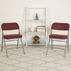 image:imageFlash Furniture Pack of 4 HERCULES Series Premium Curved Triple Braced amp Double Hinged Black PinDot Fabric Metal Folding ChairBurgundy