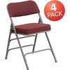 image:imageFlash Furniture Pack of 4 HERCULES Series Premium Curved Triple Braced amp Double Hinged Black PinDot Fabric Metal Folding ChairBurgundy