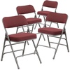 image:imageFlash Furniture Pack of 4 HERCULES Series Premium Curved Triple Braced amp Double Hinged Black PinDot Fabric Metal Folding ChairBurgundy