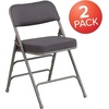 image:imageFlash Furniture Pack of 4 HERCULES Series Premium Curved Triple Braced amp Double Hinged Black PinDot Fabric Metal Folding ChairGrey