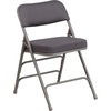 image:imageFlash Furniture Pack of 4 HERCULES Series Premium Curved Triple Braced amp Double Hinged Black PinDot Fabric Metal Folding ChairGrey