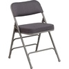 image:imageFlash Furniture Pack of 4 HERCULES Series Premium Curved Triple Braced amp Double Hinged Black PinDot Fabric Metal Folding ChairGrey