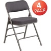 image:imageFlash Furniture Pack of 4 HERCULES Series Premium Curved Triple Braced amp Double Hinged Black PinDot Fabric Metal Folding ChairGrey