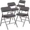 image:imageFlash Furniture Pack of 4 HERCULES Series Premium Curved Triple Braced amp Double Hinged Black PinDot Fabric Metal Folding ChairGrey