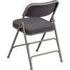 image:imageFlash Furniture Pack of 4 HERCULES Series Premium Curved Triple Braced amp Double Hinged Black PinDot Fabric Metal Folding ChairGrey
