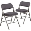 image:imageFlash Furniture Pack of 4 HERCULES Series Premium Curved Triple Braced amp Double Hinged Black PinDot Fabric Metal Folding ChairGrey